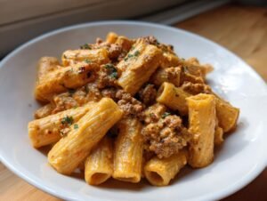 35 Minute Creamy Sausage Rigatoni Magic