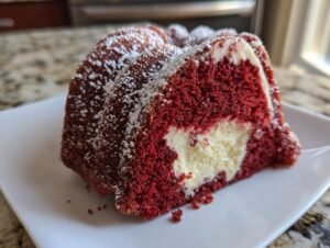 Amazing 1 Layered Red Velvet Cheesecake Bundt Cake