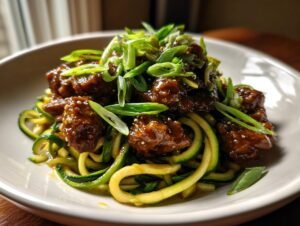 15-Minute Garlic Chicken Zucchini Noodles Stir Fry Joy
