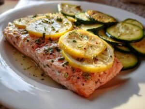 Amazing 1 Pan Lemon Herb Salmon And Zucchini