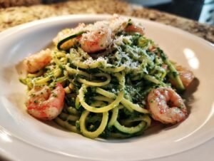 Amazing 20-Minute Zucchini Noodles With Pesto And Shrimp